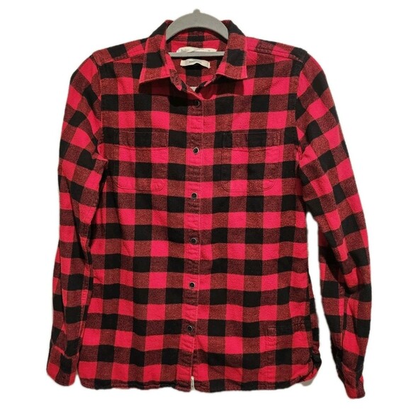 Woolrich Tops - WOOLRICH Women's Flannel Pemberton Cotton Button Front Red Black Check Small